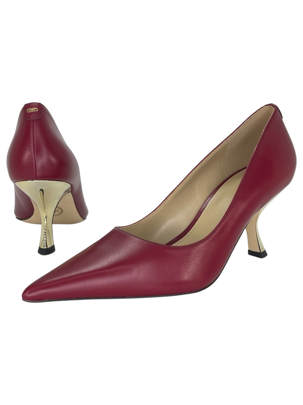 Michael Kors Luna Dark Red Leather Womens Heels Size 8M - Picture 8 of 11